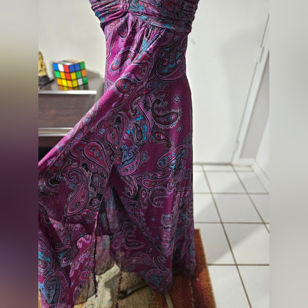 Cachet Purple Paisley Maxi Dress NWOT Size 4 - Picture 4 of 8